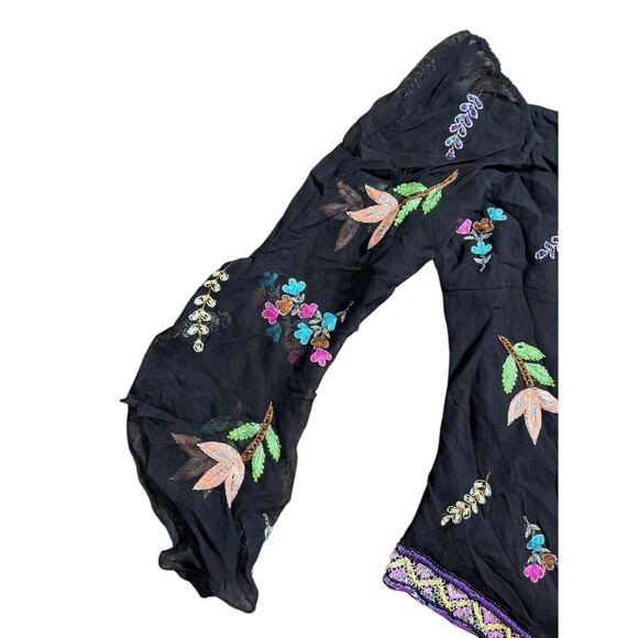 Boston Proper Silk Sheer Embroidered Sequin Off Shoulder Top Women's Sz S Fairy - Picture 11 of 11